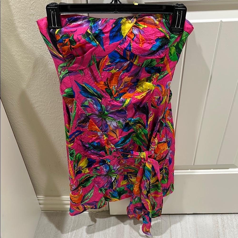 Vibrant Floral Strapless Dress